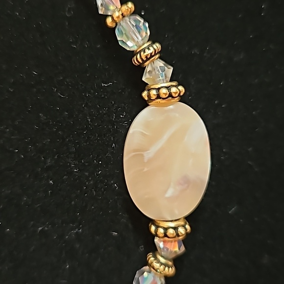 1/20 14K GP Necklace w/ Mother of Pearl & AB Crystals - Picture 3 of 8
